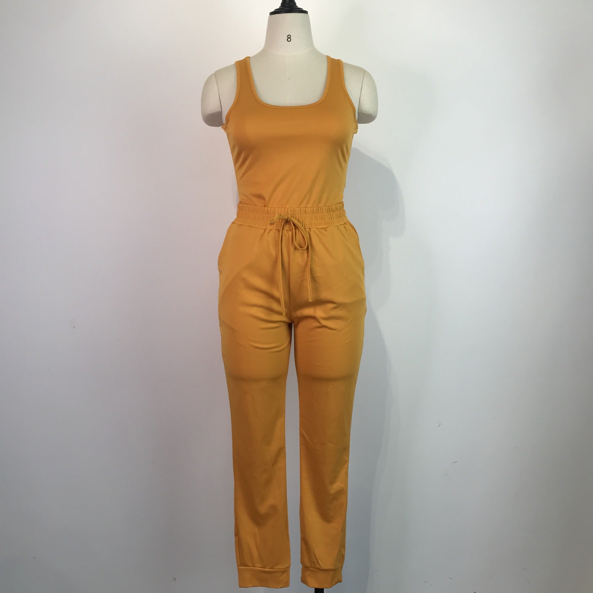 Women's Sexy Solid Vest Drawstring Trousers Two-Piece Set For Women 22