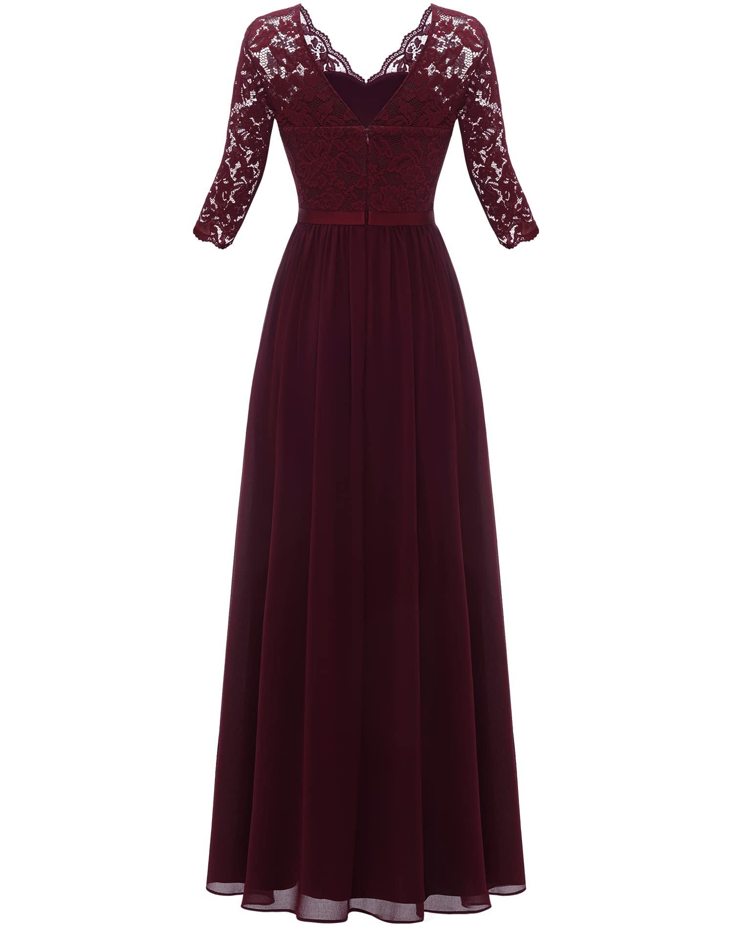 Elegant Lace Patchwork Long Slim Waist Elegant Gown Dress 35
