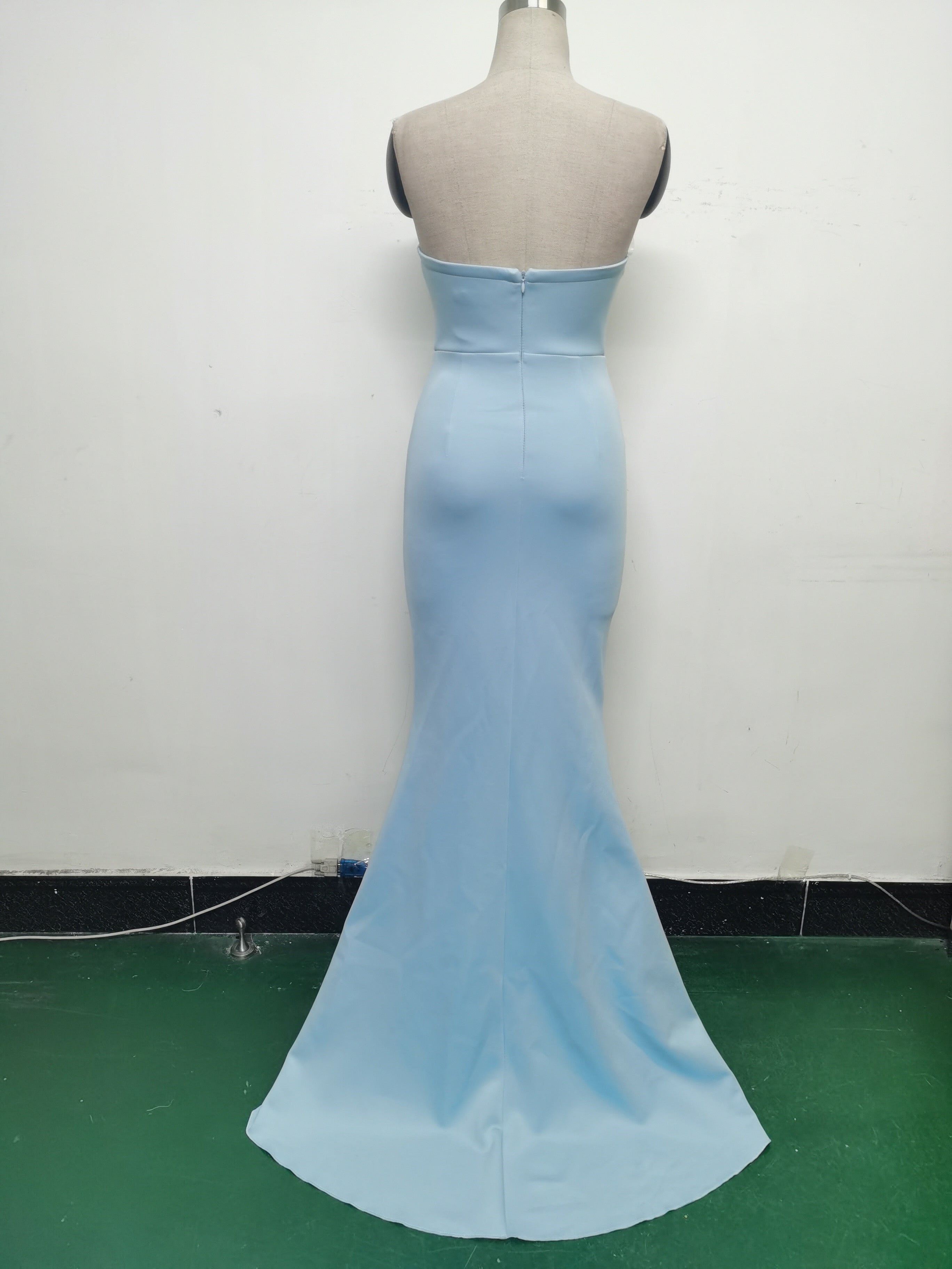 Women Fishbone Vest Off Shoulder Evening Dress 19