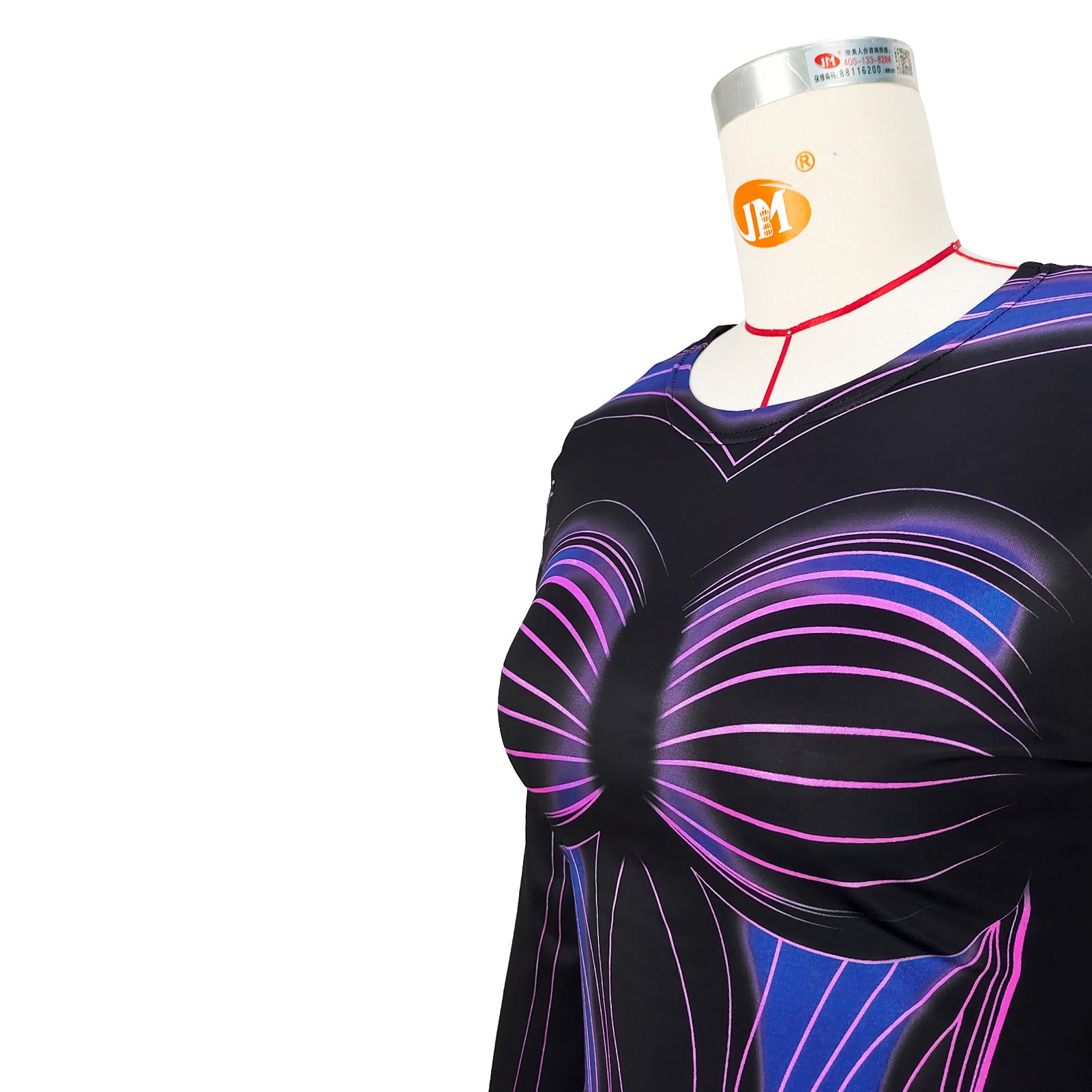 Women's Fashion Printed Round Neck Long Sleeve Slim Dress 17