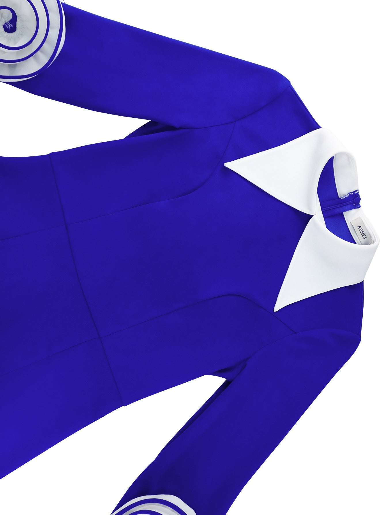 Contrast Color Turndown Collar Long Sleeve Flower Party Bodycon Dress 8