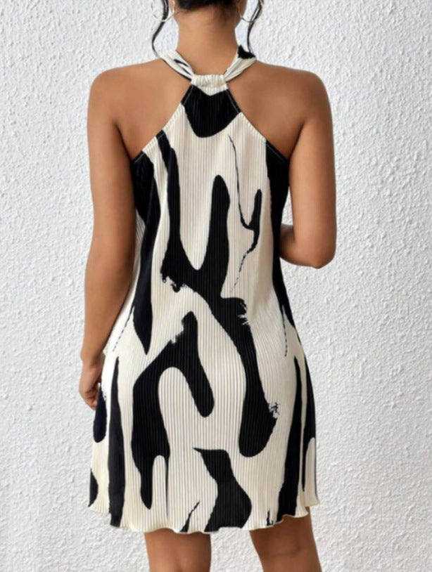 Women Sleeveless Printed Halter Neck Dress 7