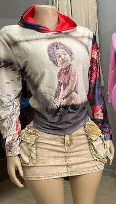 Women Hooded Print Casual Hoodies