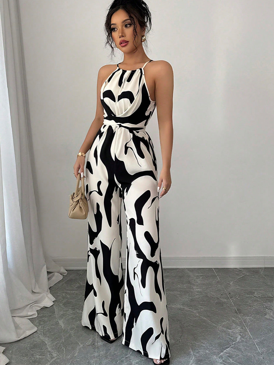 Spring/Summer Zebra Print Wide-Leg Jumpsuit 4