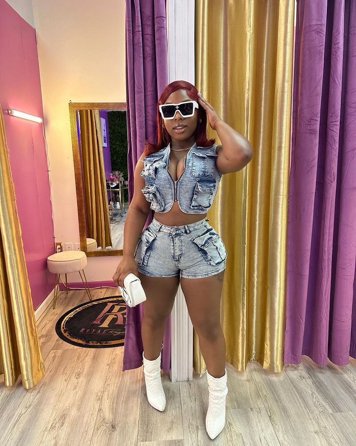 Denim Shorts Multi-Pocket Sleeveless Two Piece Denim Shorts Set 9