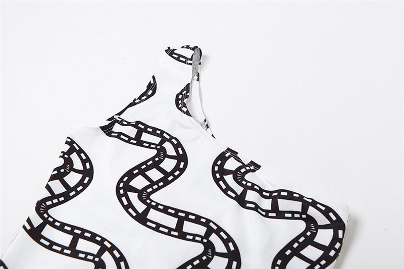 Summer Women Sleeveless Print Sports Jumpsuit 12