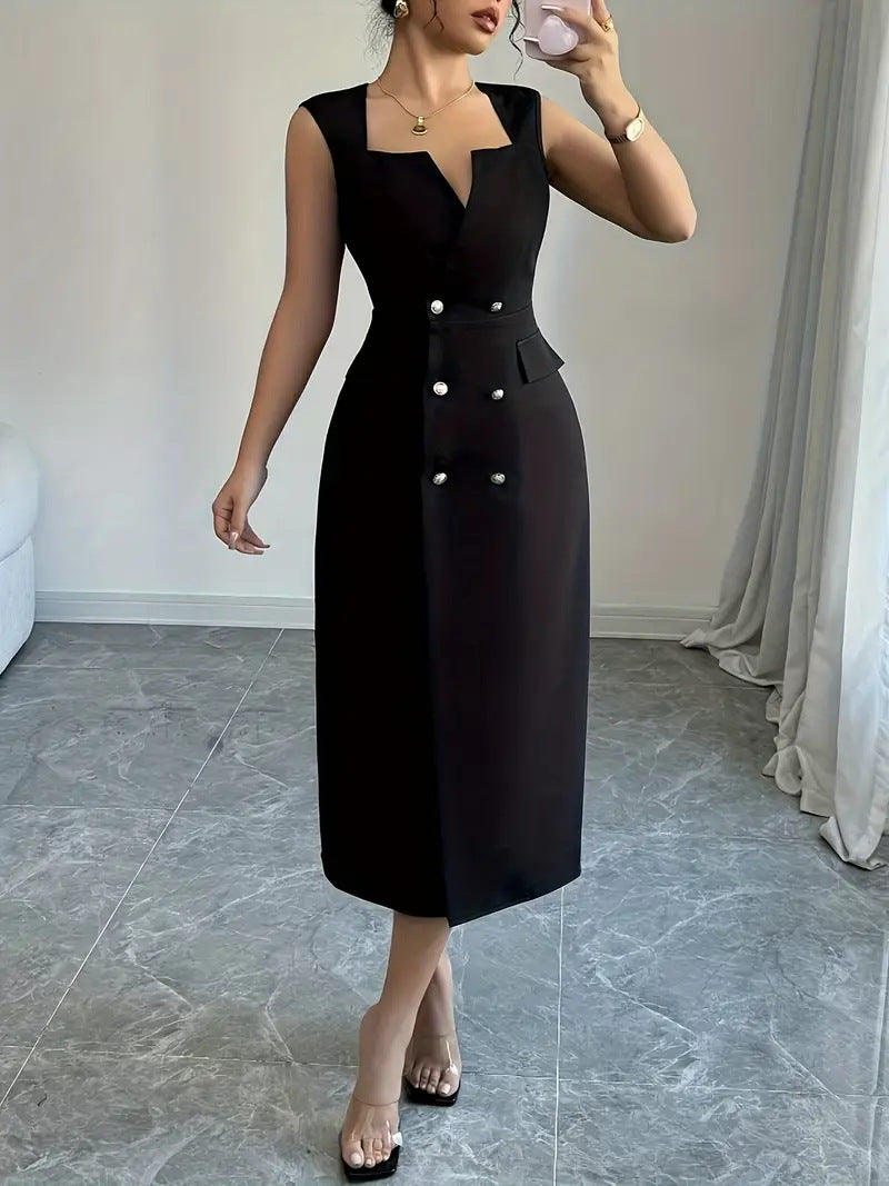 Women Summer V-Neck Slit Dress 3
