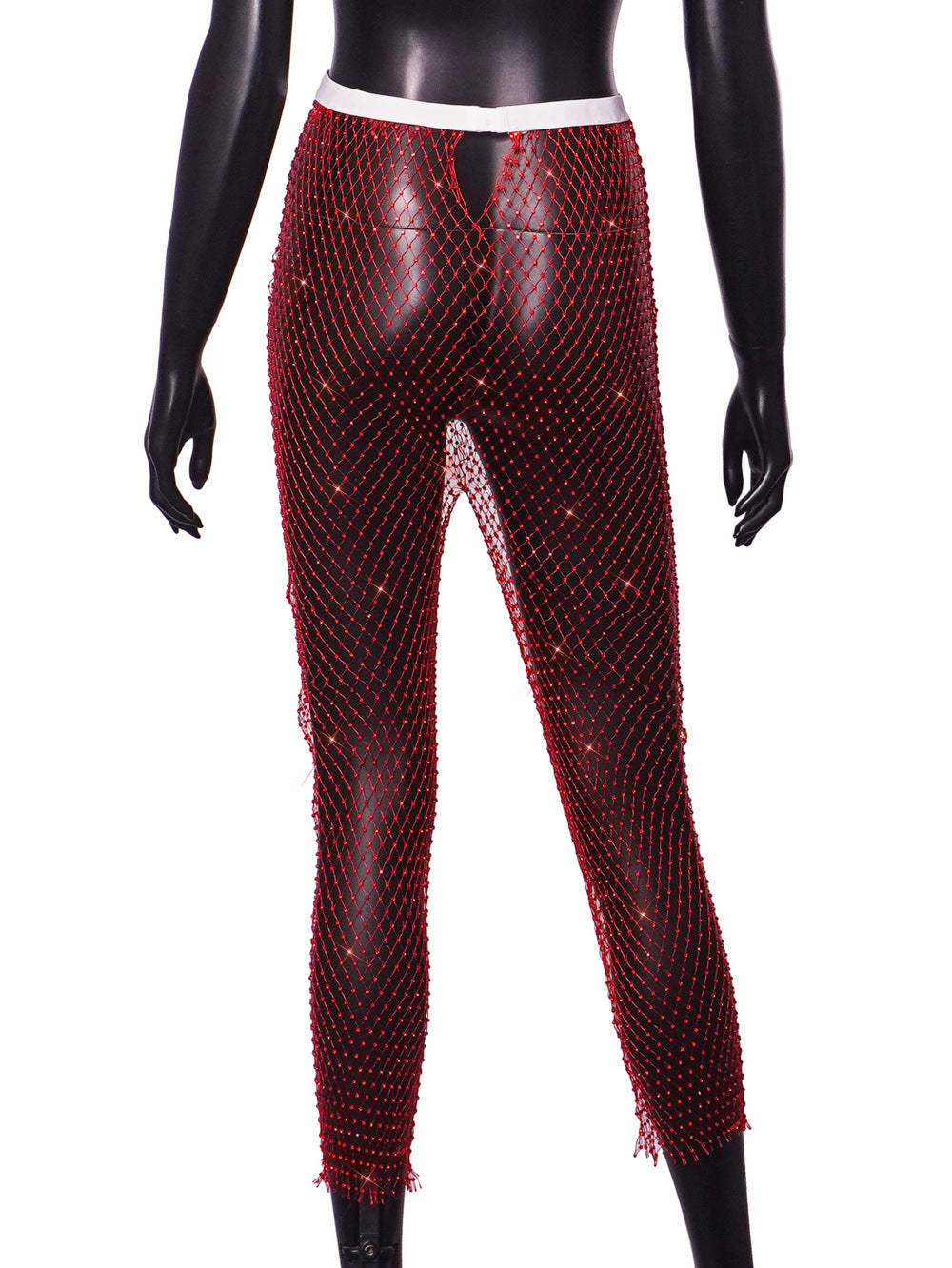 Women Sexy Rhinestone Fishnet Pants 52