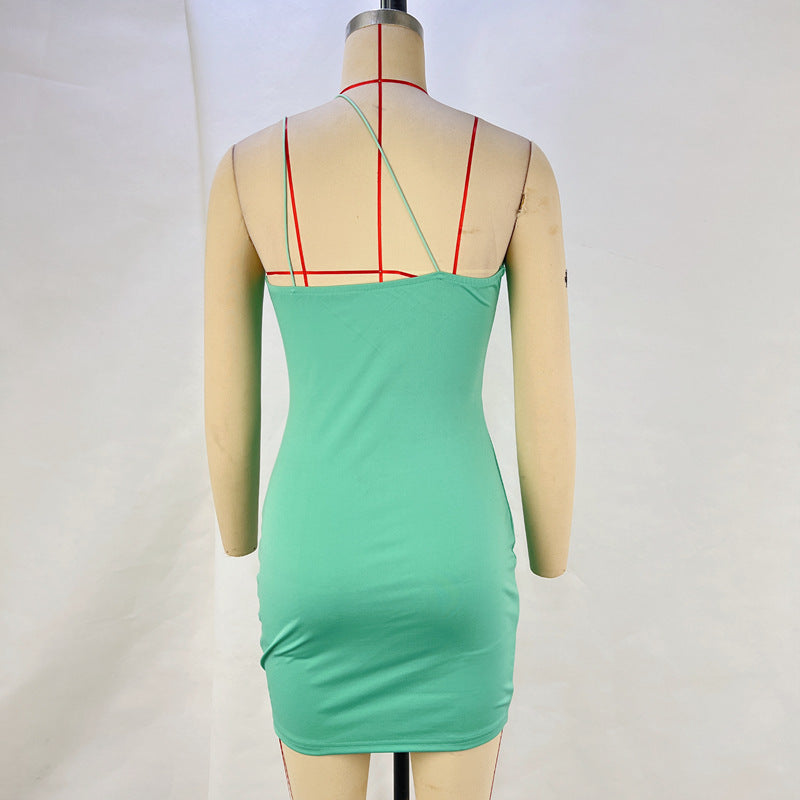 Women Sexy Irregular Off-Shoulder Bodycon Strap Dress 16
