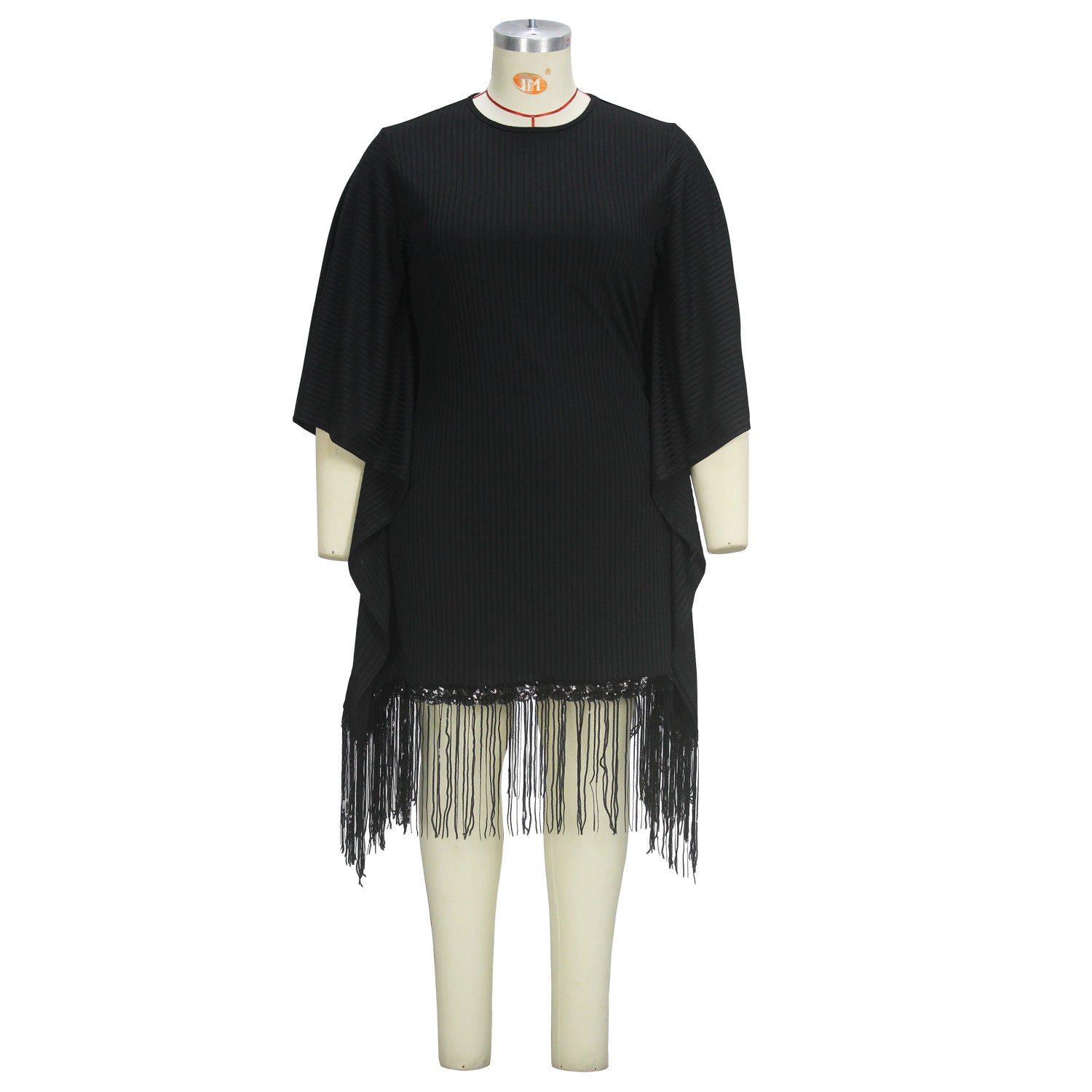 Plus Size Women Elegant Patchwork Tassel Maxi Dress 8