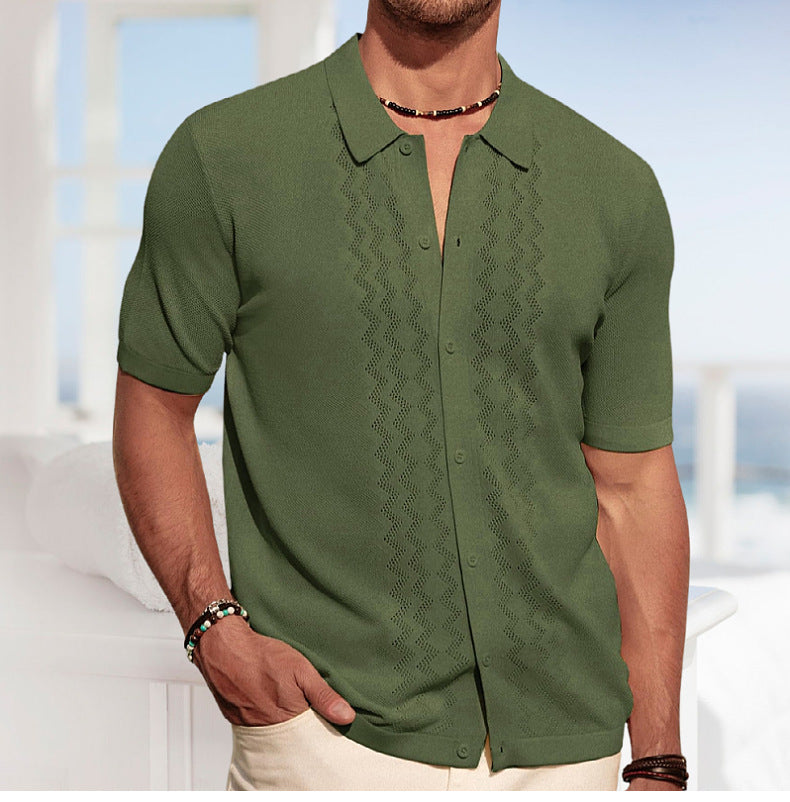 Men's Summer Short Sleeve Knitting Polo Top