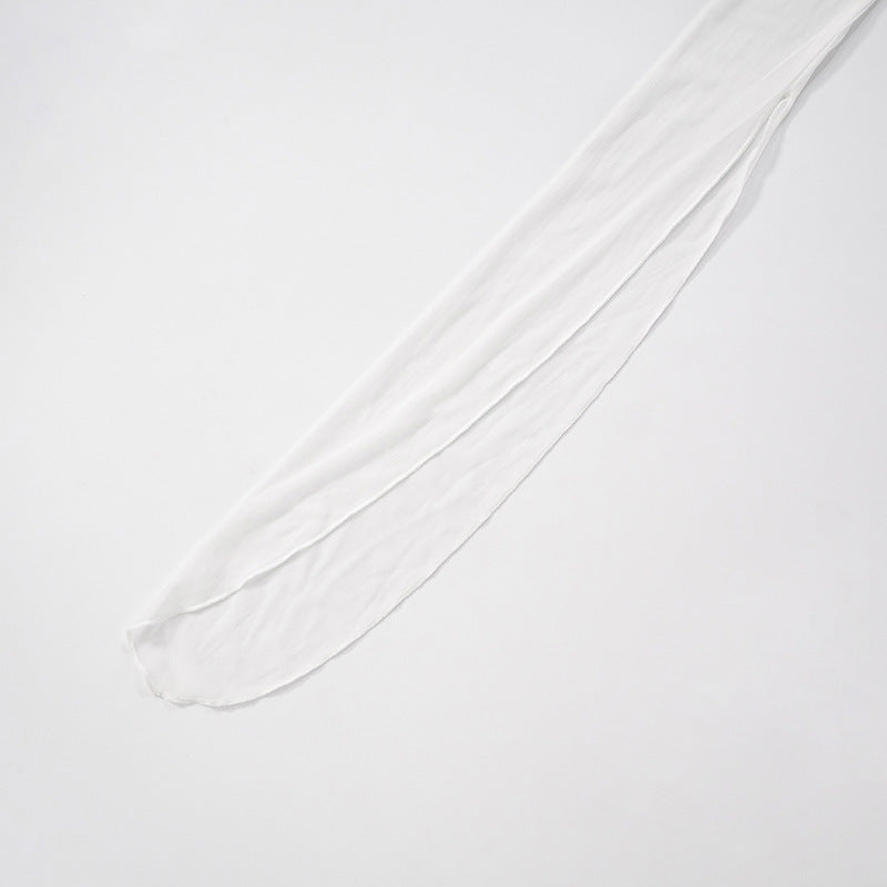 Women's Spring-Summer See-Through Mesh One-Sleeve Slim Tight Two-Piece Shorts Set 21