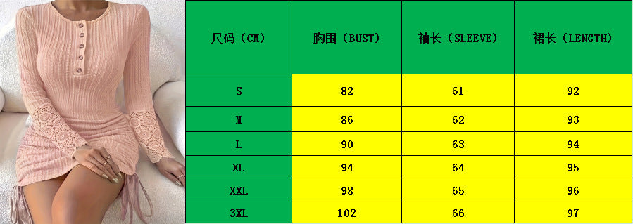 Autumn Women Solid Round Neck Bodycon Dress 12