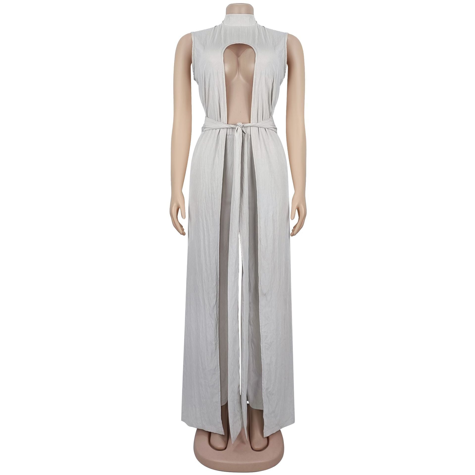 Women sexy solid lace-up sleeveless top and Pant Two Piece Set 10