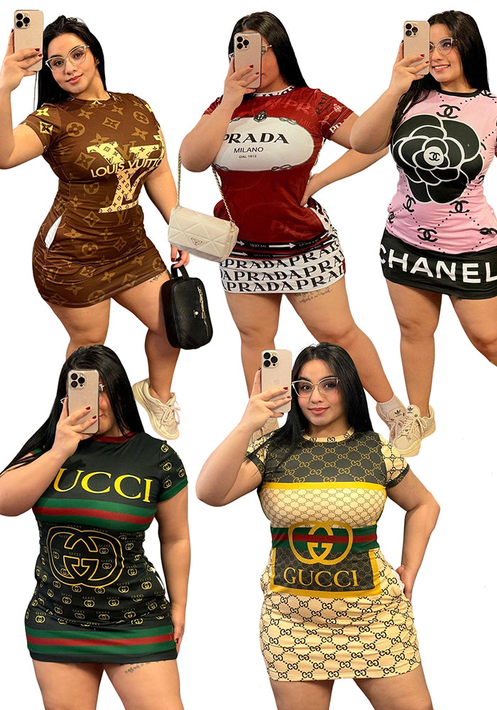 Women's Casual Chic Printed Bodycon Dress