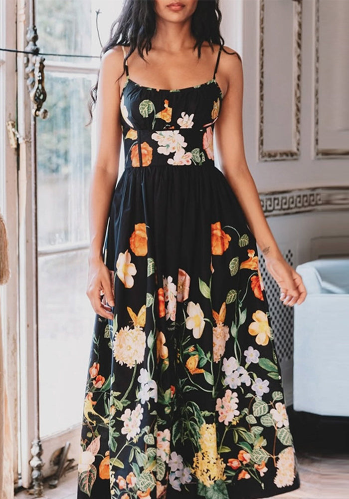 Casual Holidays Summer fashion print sleeveless Strap long Dress