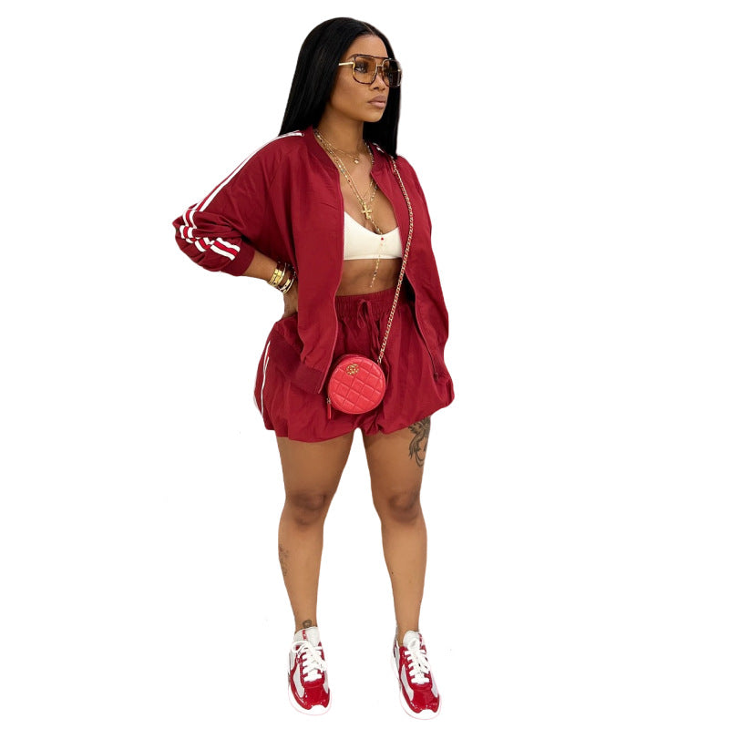 Casual Women's Skirt Ribbon Jacket Skirt Solid Color Two Piece Set 3