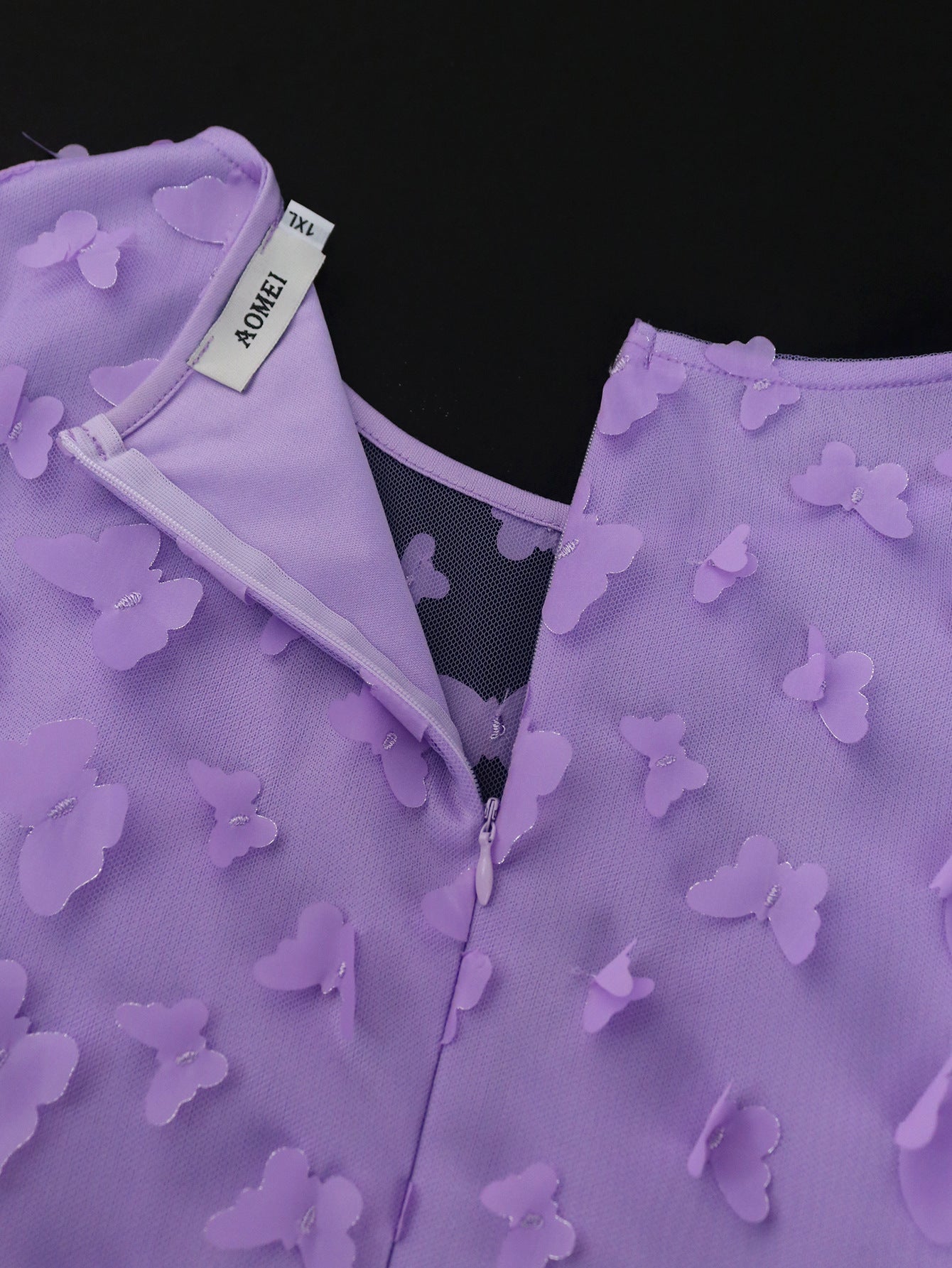 Women Puff Sleeve Butterfly Mesh Dress 12