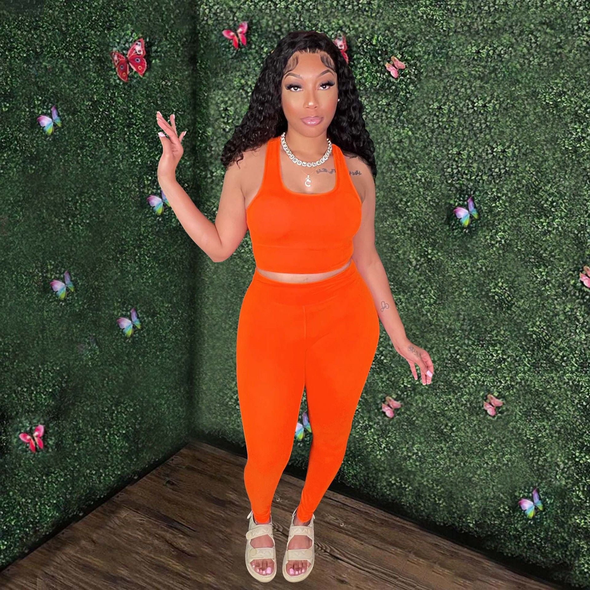 Women's Sexy Vest Outdoor Sports Tight Fitting Yoga Pants Two-Piece Set 4