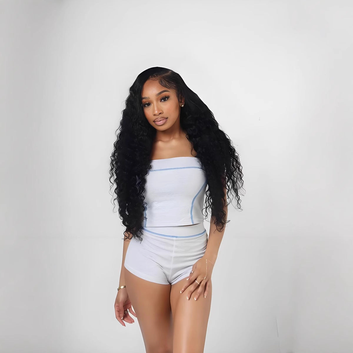 Women Contrast Strapless Top and Shorts Sports Fitness Yoga Two-piece Set 6