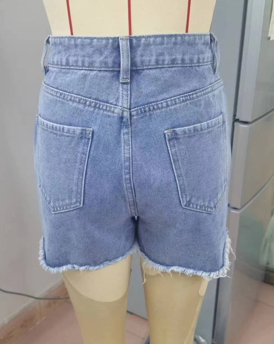 Summer Women Ripped High Waist Denim Shorts 8