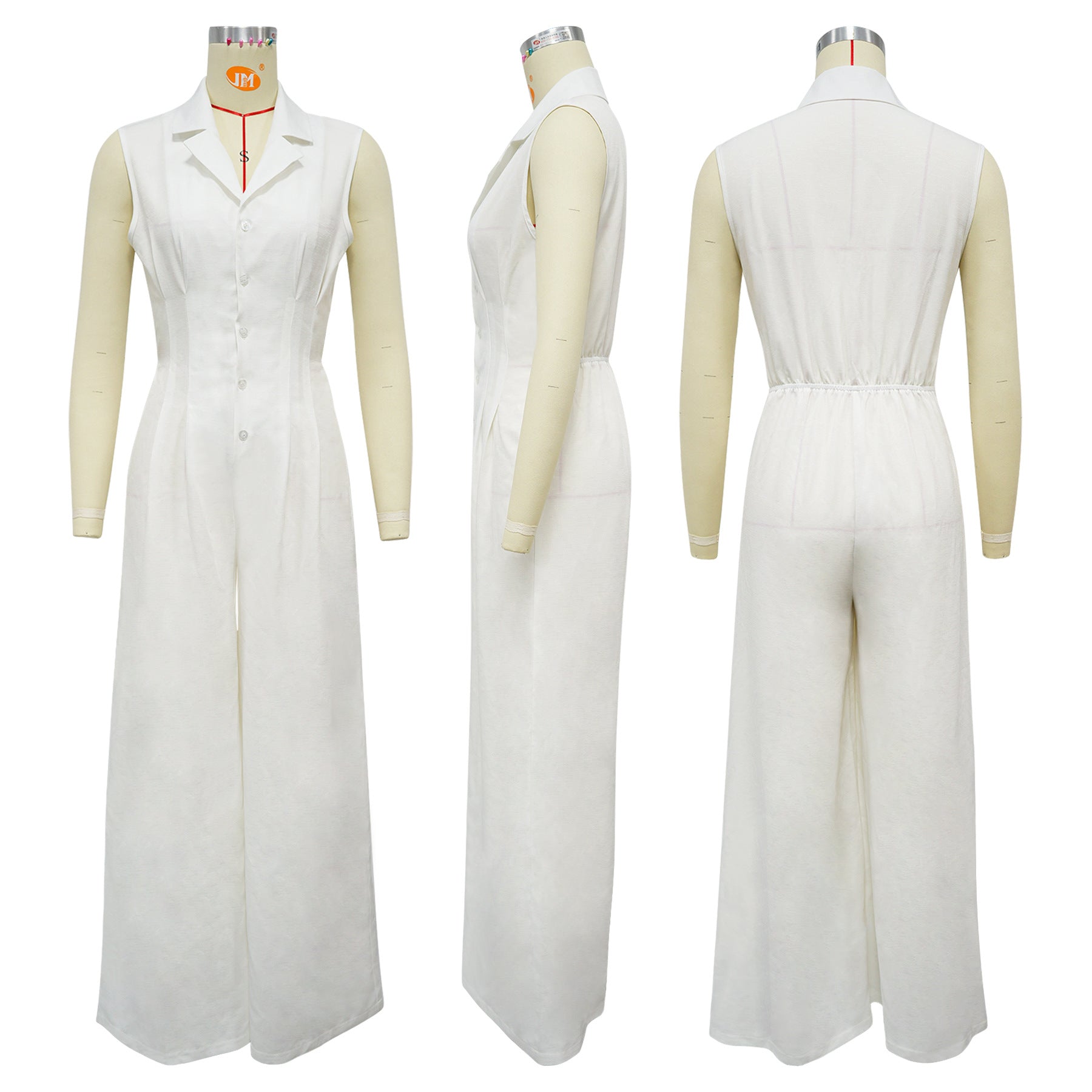 Women Casual Solid Sleeveless Wide Leg Jumpsuits 7