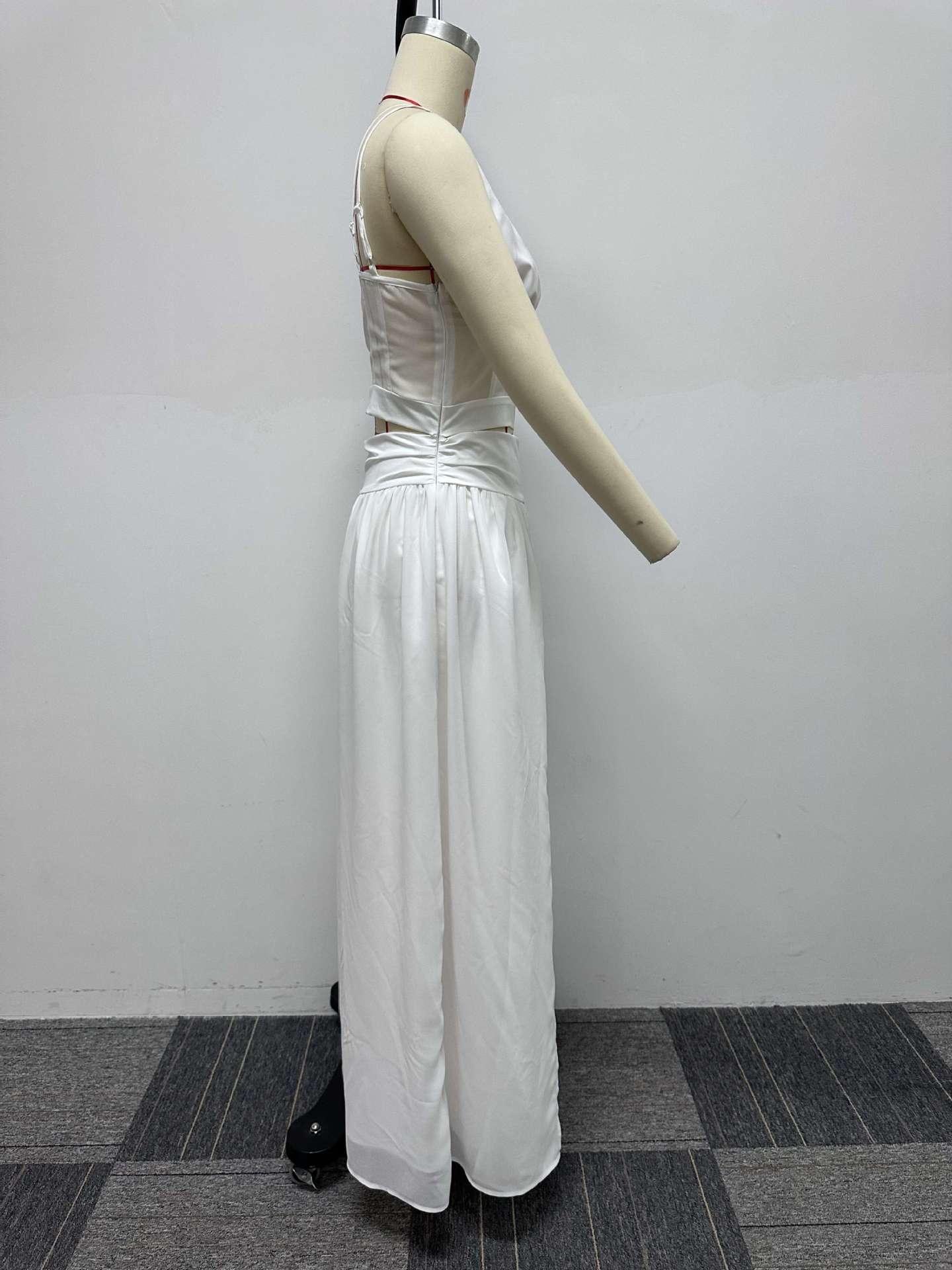 Sexy Solid See-Through One Shoulder Two Piece Skirt Set 10