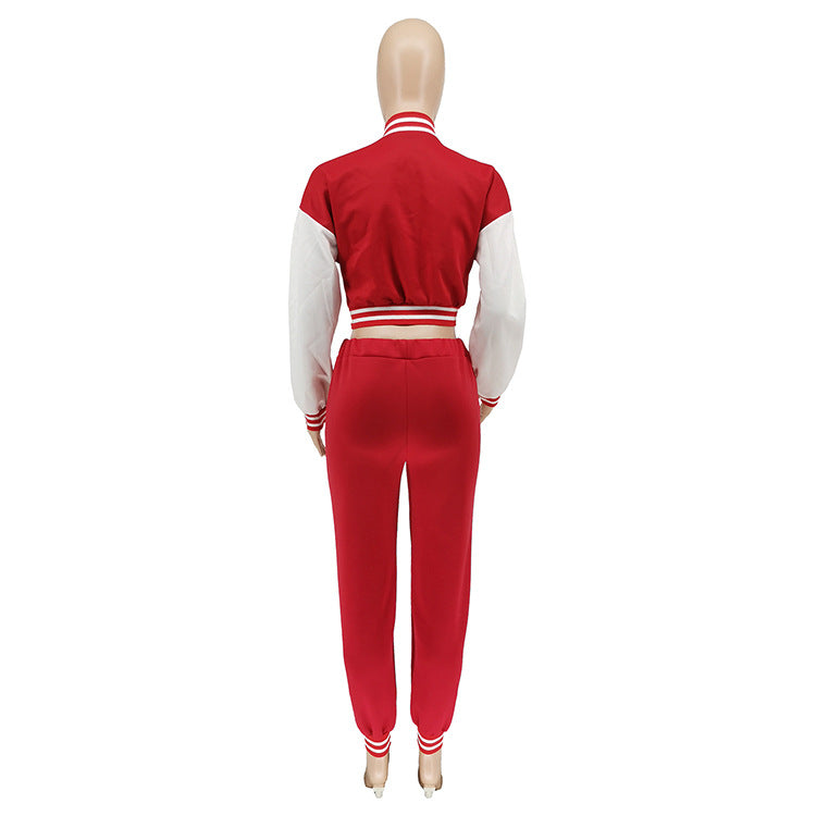 Women's Letter Print Casual Two-Piece Patchwork Tracksuit 46