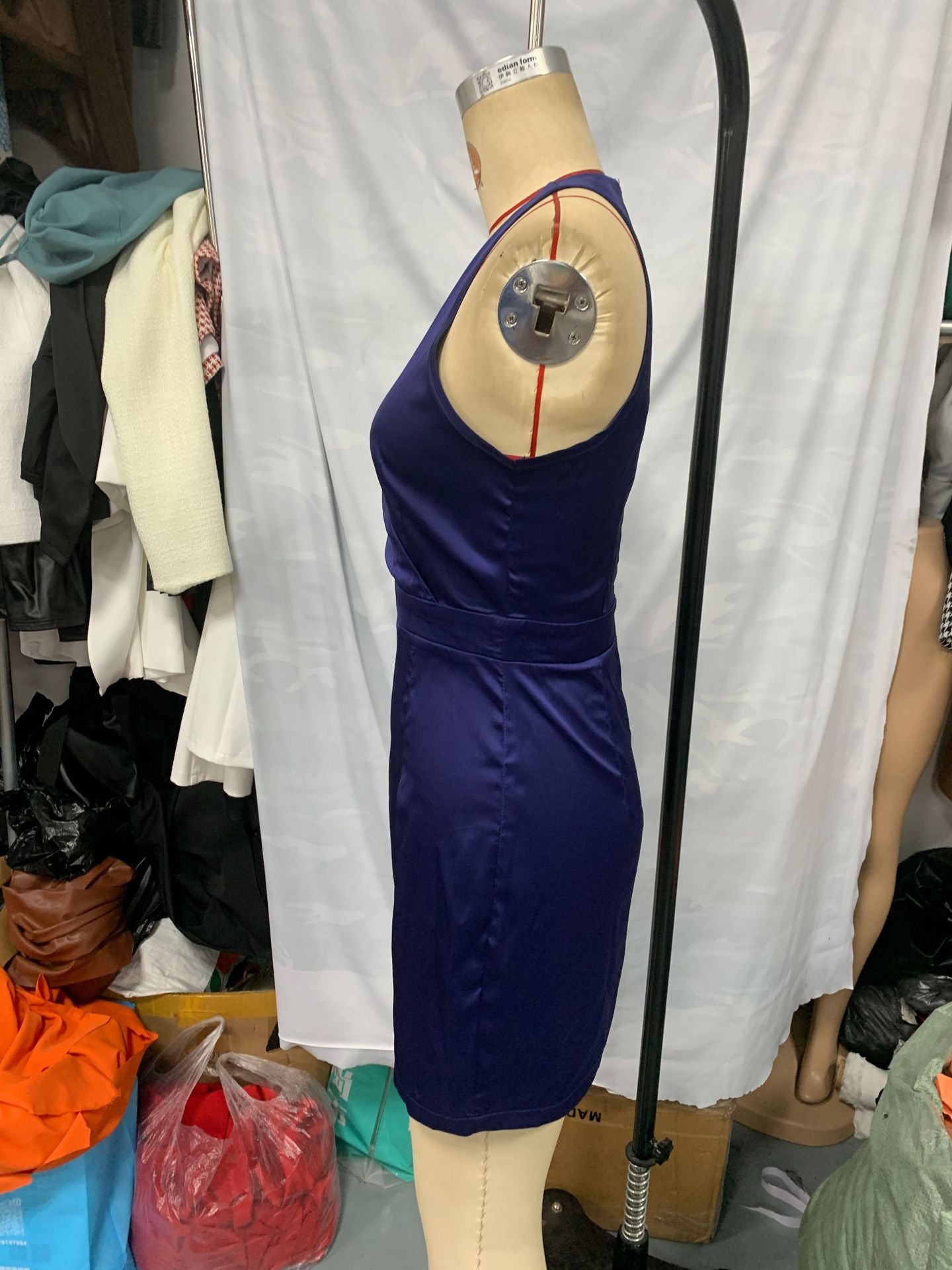 Fashion Sexy Slim Waist Solid Color Fitted Dress 4