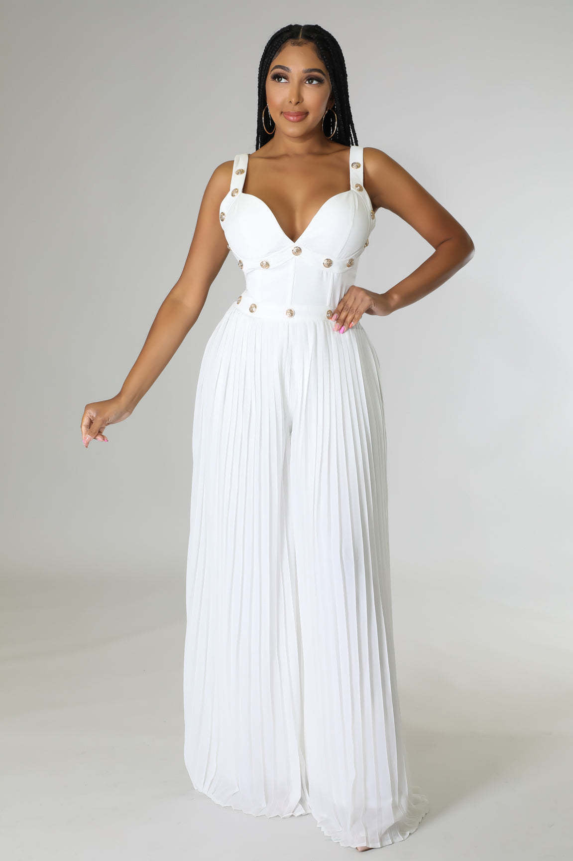 Women sleeveless solid sexy v-neck jumpsuit