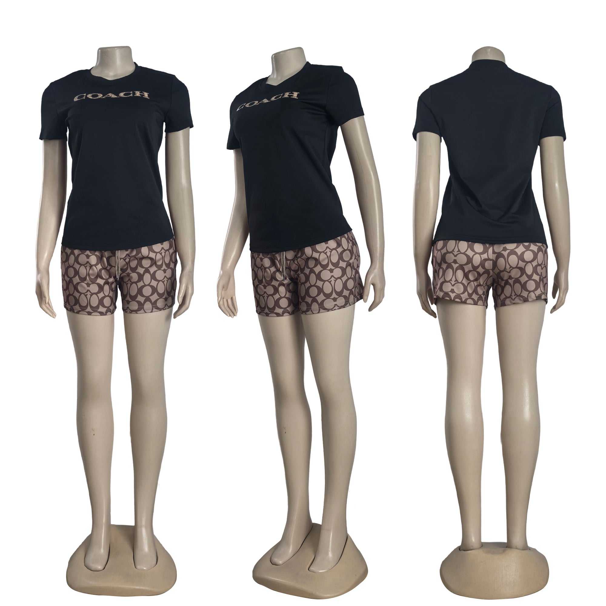 Women casual printed short-sleeved Top and shorts two-piece set 8