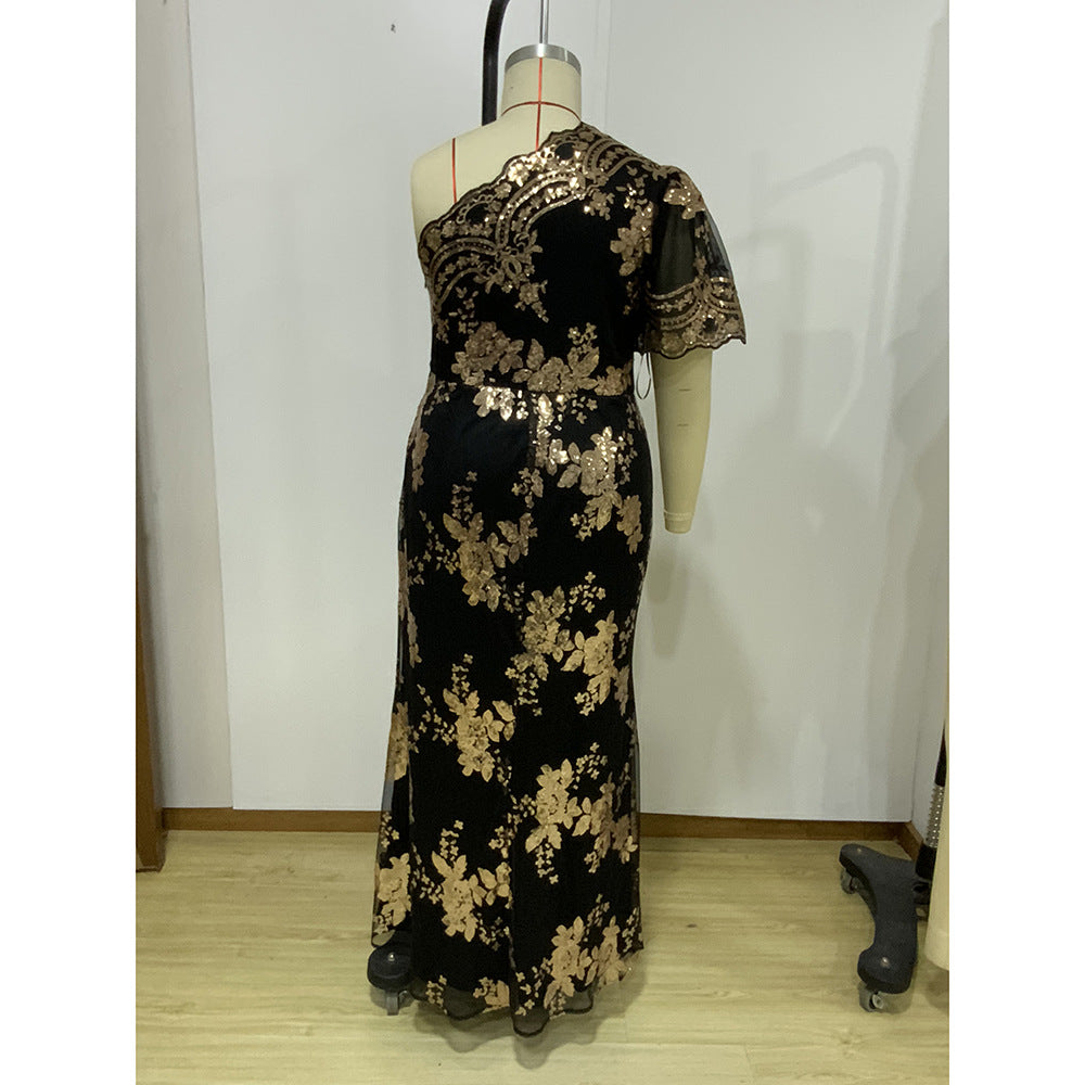 Early Spring Fashion Sexy Slim Sequin Embroidery Plus Size Formal Party Dress 7