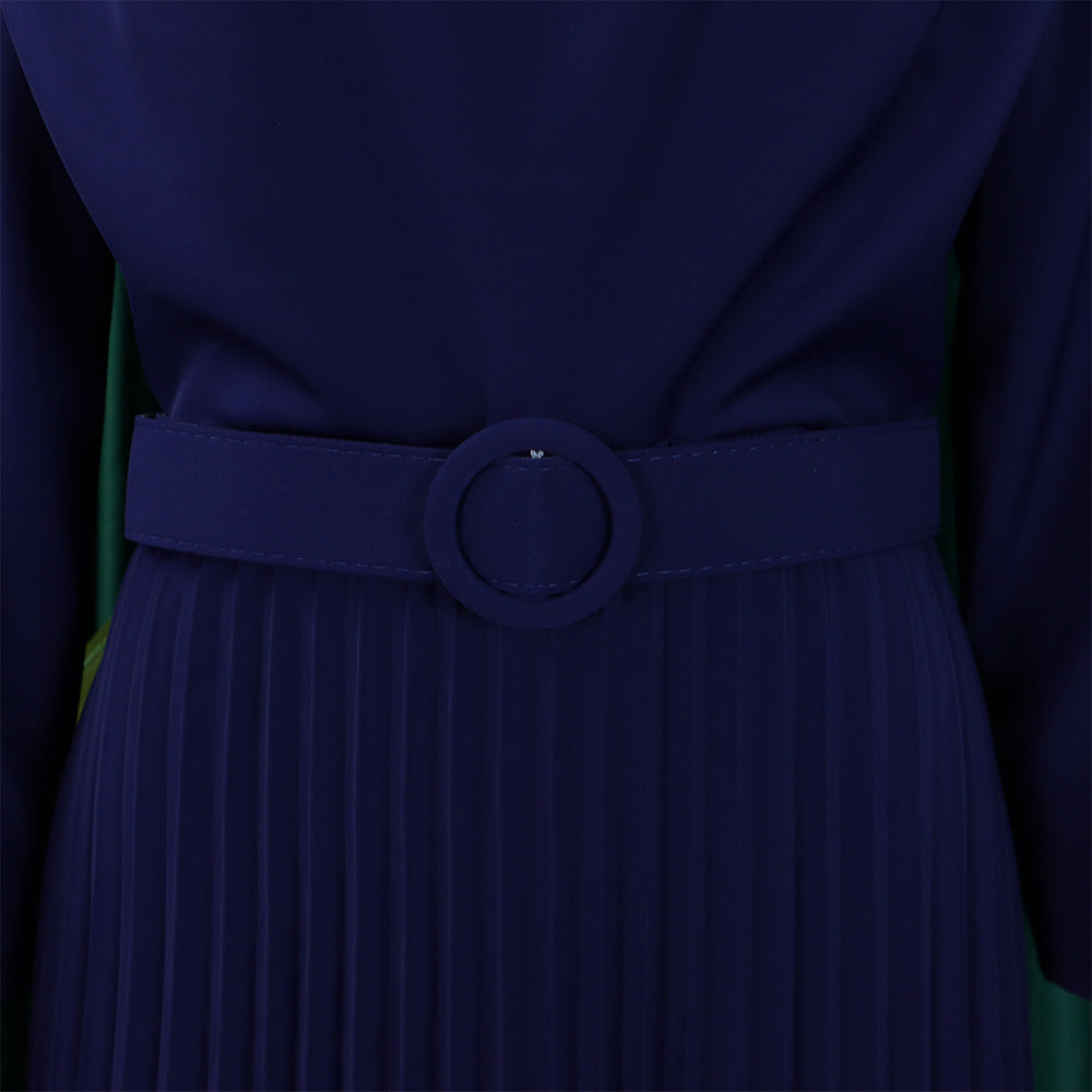 Plus Size African Women Chic Elegant Pleated Career Solid Dress 48