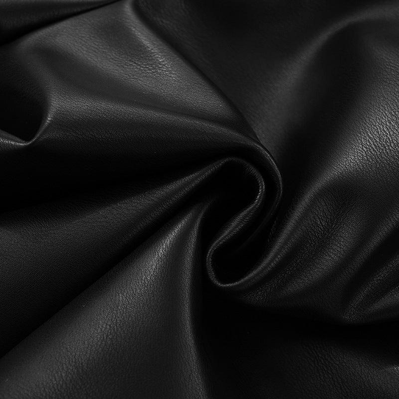 Women Sexy Solid Pu-Leather Halter Neck Backless Top and Pants Two-Piece Set 33