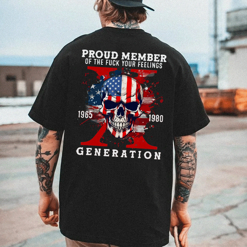 Loose Casual printed men's fashion Round Neck short sleeve t-shirts 4