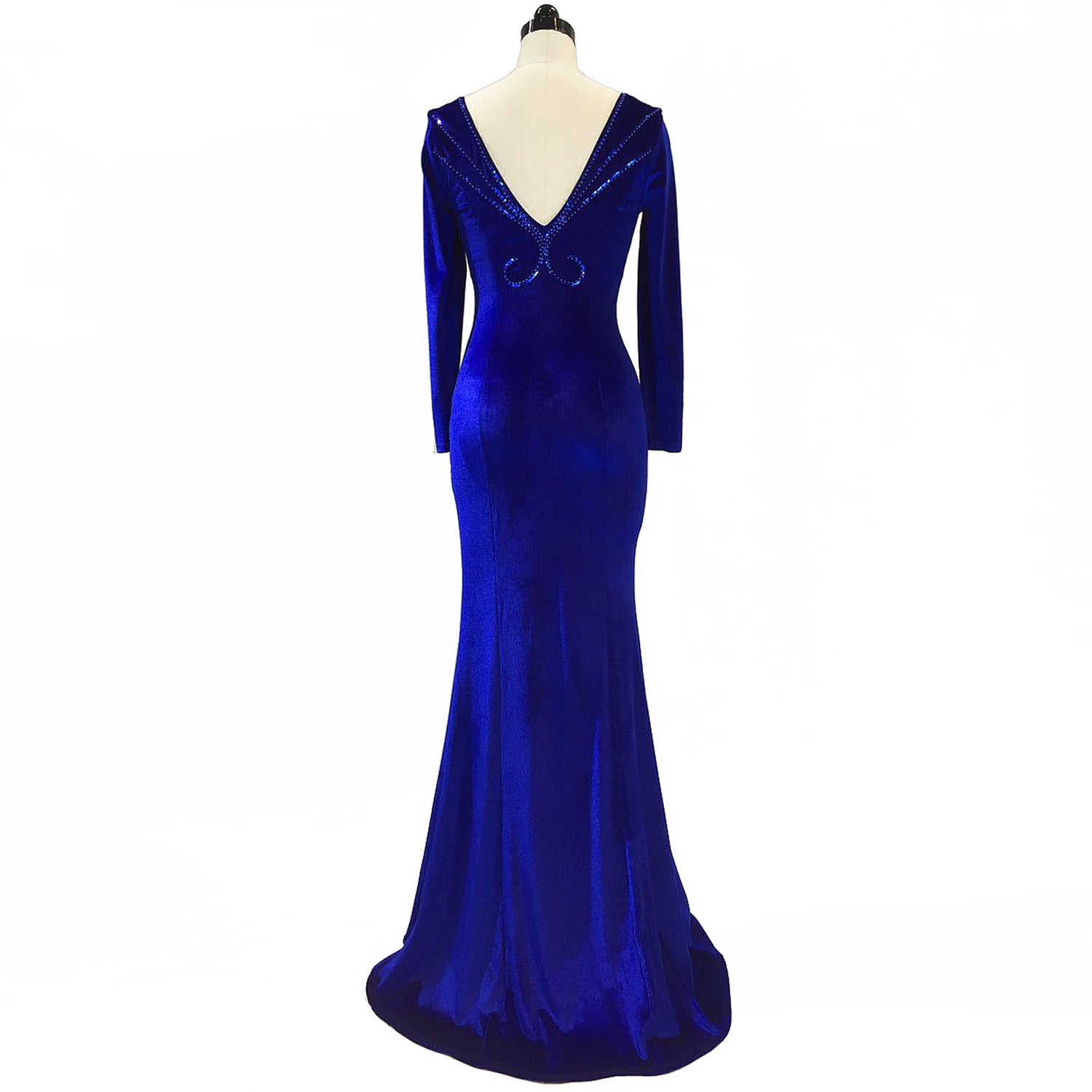 Women Long-Sleeved Velvet Evening Dress Formal Party Autumn And Winter Long Fishtail Party Dress 29