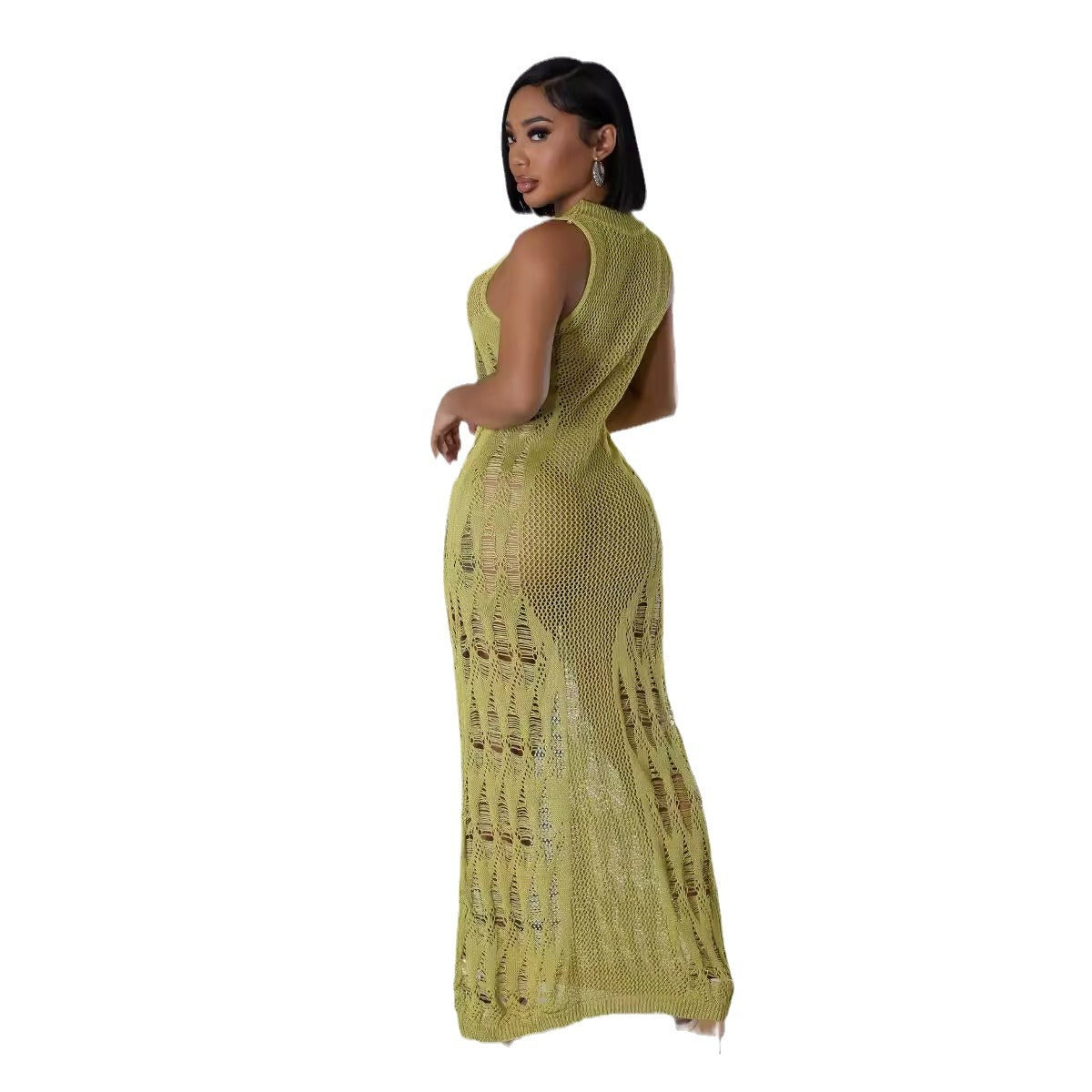 Women Dress Sun Protection Shirt Beach Long Dress Knitting Dress 37