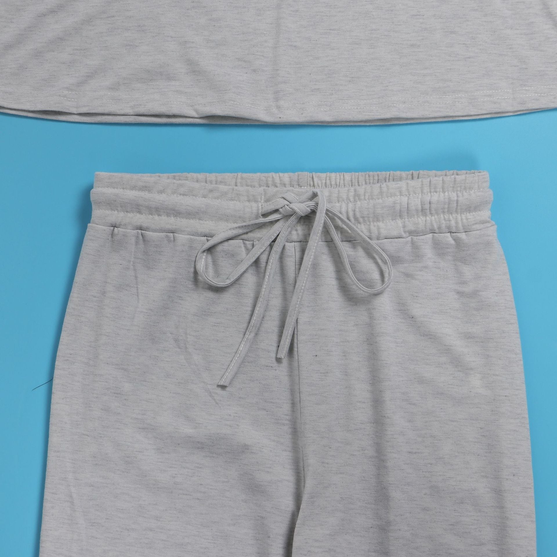 Women Solid Casual Slash Shoulder Top and Pant Two-piece Set 21