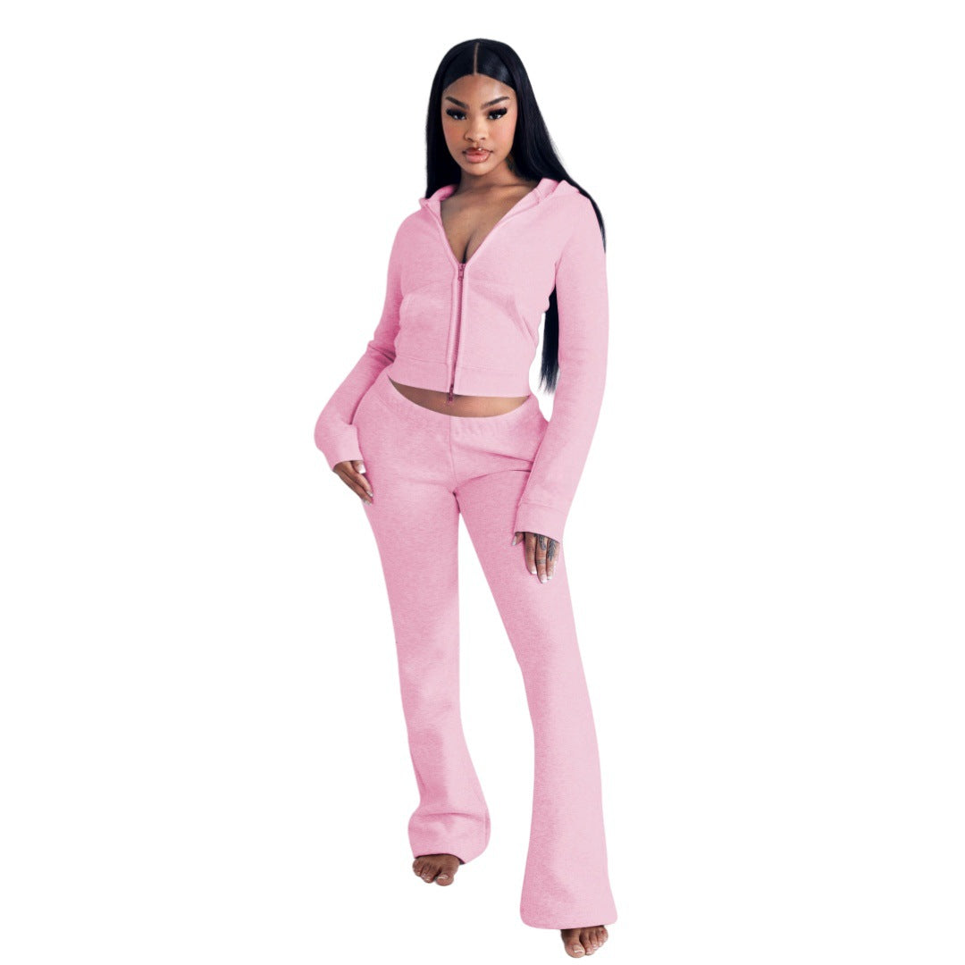 Women Elegant Hooded Top and PantTwo Piece Set 5