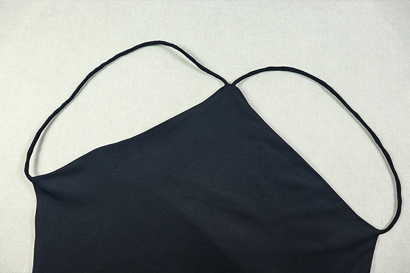 Women's Solid Chic Low Waist Halter Neck Sleeveless Long Dress 9