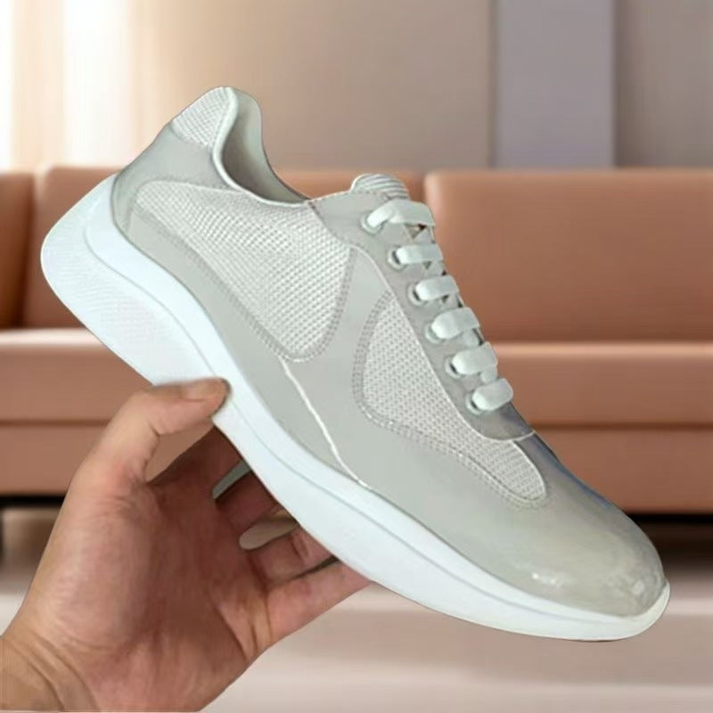 PUatent Leather Fashion Casual Sneakers Breathable White Classic Men's Shoes 20