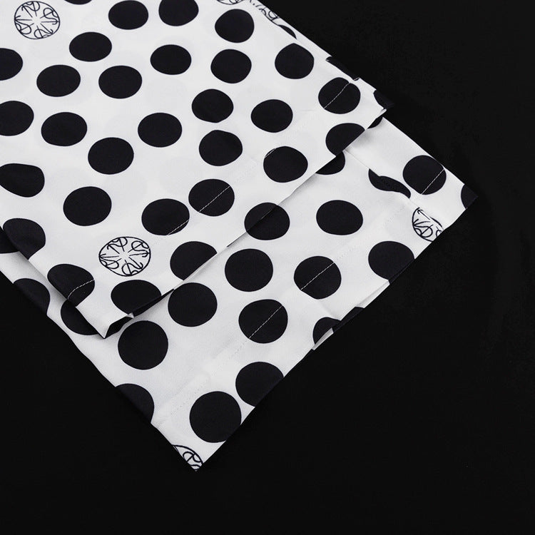 Polka Dot Print Loose Long Sleeve Shirt Wide Leg Pants Fashion Two Piece Set 15