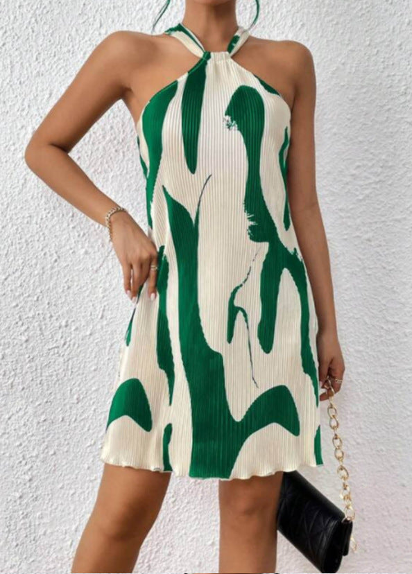 Women Sleeveless Printed Halter Neck Dress 3