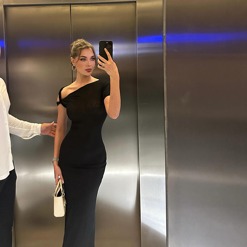 Women Summer Slash Shoulder Dress 19