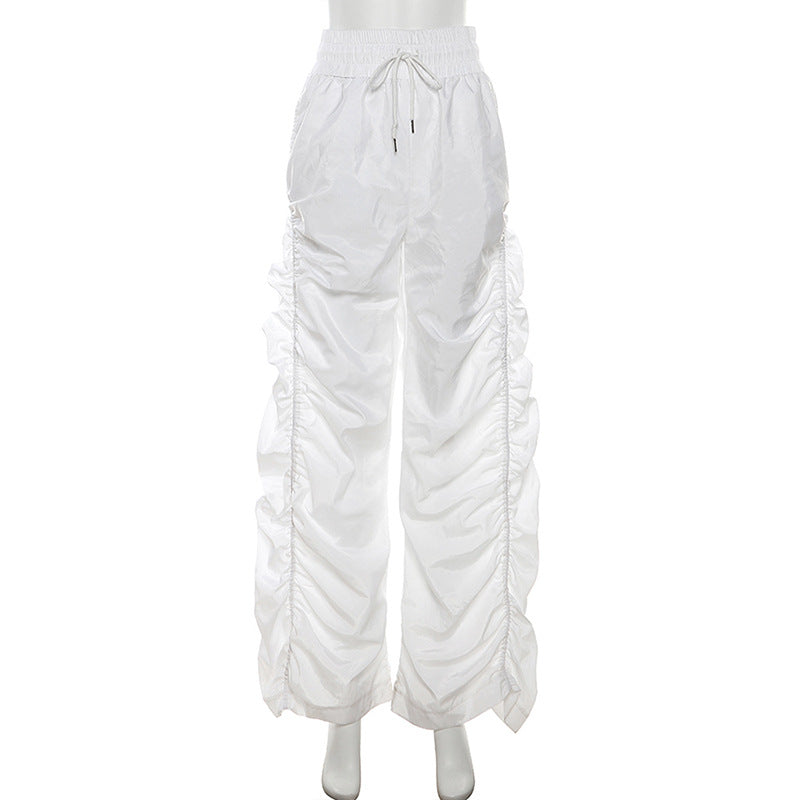 Summer women's fashion high waist Pleated loose casual pants 13