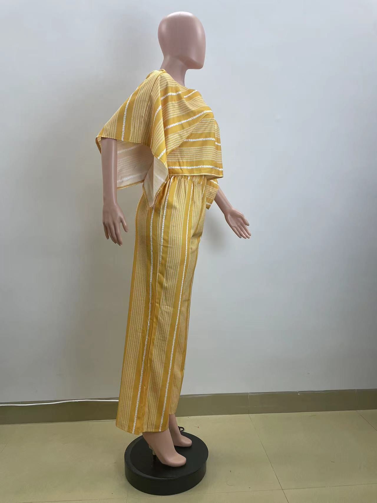 Women summer V neck print Top and Pants Casual two-piece set 6