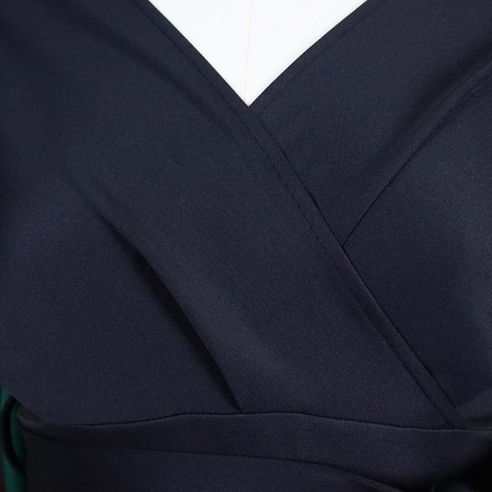 Summer V-Neck Solid Color Slim Waist Bow Lace-Up A-Line Dress 27