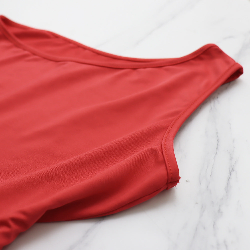 Casual Solid One Shoulder Slim Waist Wide Leg Bell Bottom Women's Jumpsuit 18