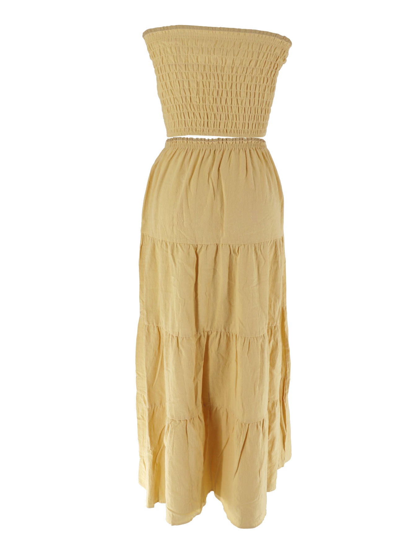 Summer Strapless Top High-Waist Long Skirt Holidays Fashion Casual Two-Piece Set 14