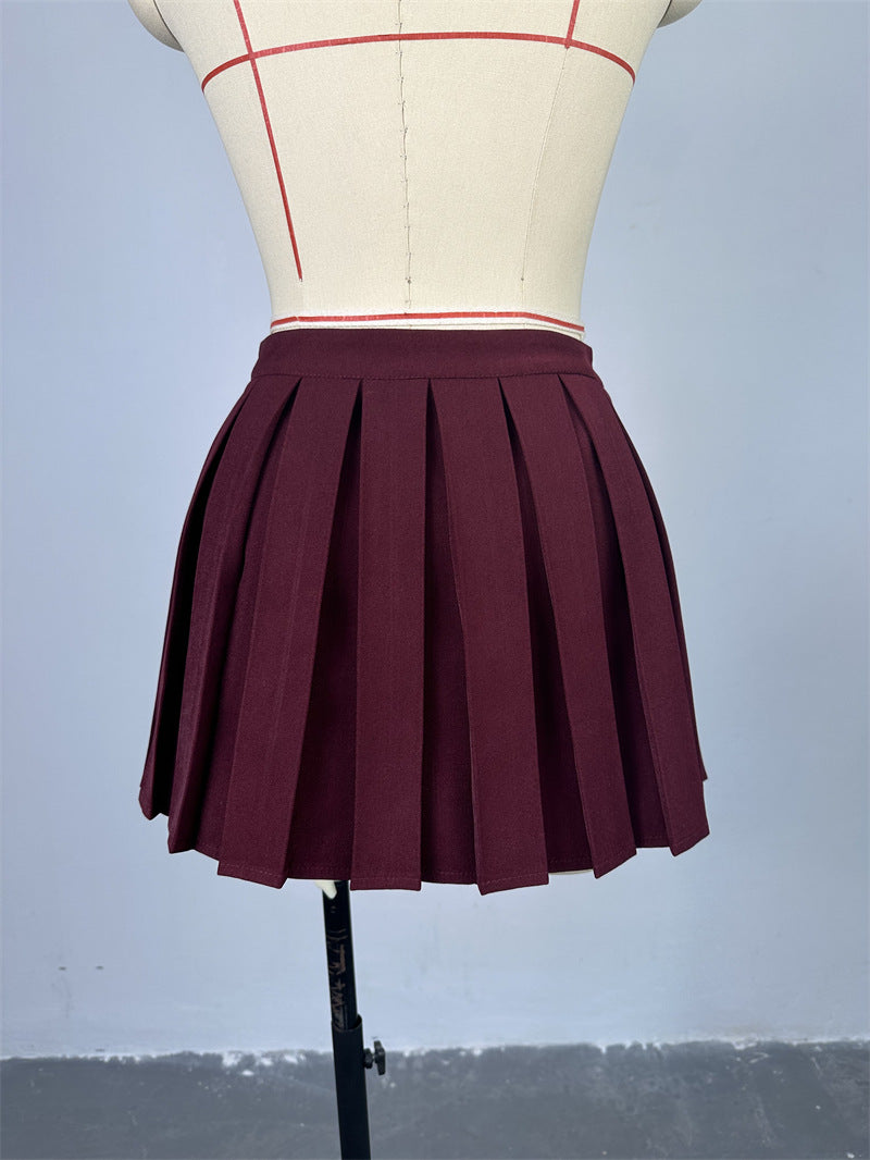 Women summer off-the-shoulder double-breasted Top and pleated Skirt two-piece set 12